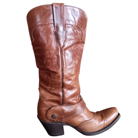 Womens Mexican Cowgirl Boots 9M Western Corral Buckle Stacked Heel Cowboy Mexico - Picture 8 of 14